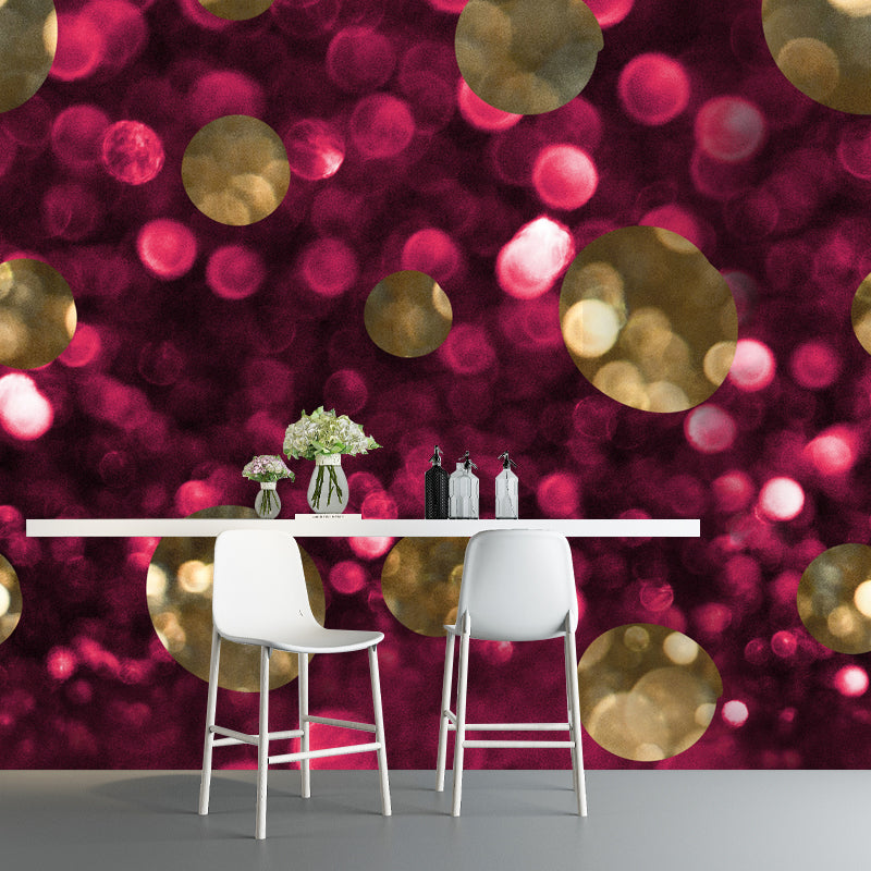 Glitter Waterproof Mural Wallpaper Modern Faux Sequins Wall Covering in Rose Pink Gold Clearhalo 'Wall Decor' 'Wall Mural' 1506003