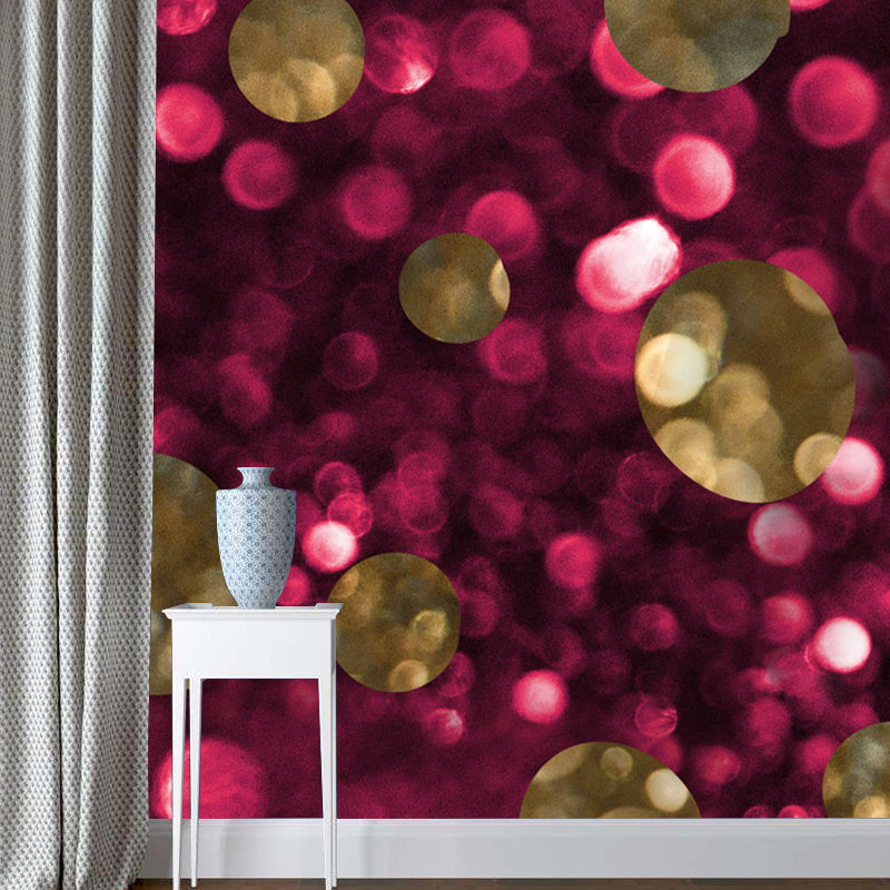 Glitter Waterproof Mural Wallpaper Modern Faux Sequins Wall Covering in Rose Pink Clearhalo 'Wall Decor' 'Wall Mural' 1506004