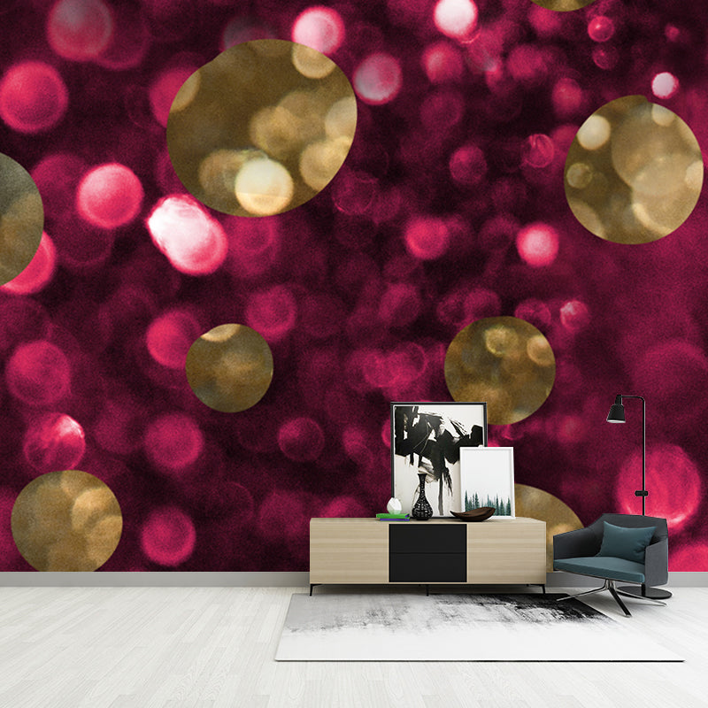 Glitter Waterproof Mural Wallpaper Modern Faux Sequins Wall Covering in Rose Pink Clearhalo 'Wall Decor' 'Wall Mural' 1506005