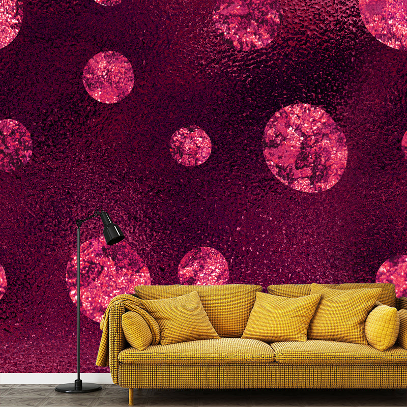 Glitter Waterproof Mural Wallpaper Modern Faux Sequins Wall Covering in Rose Pink Rose Pink Clearhalo 'Wall Decor' 'Wall Mural' 1506008
