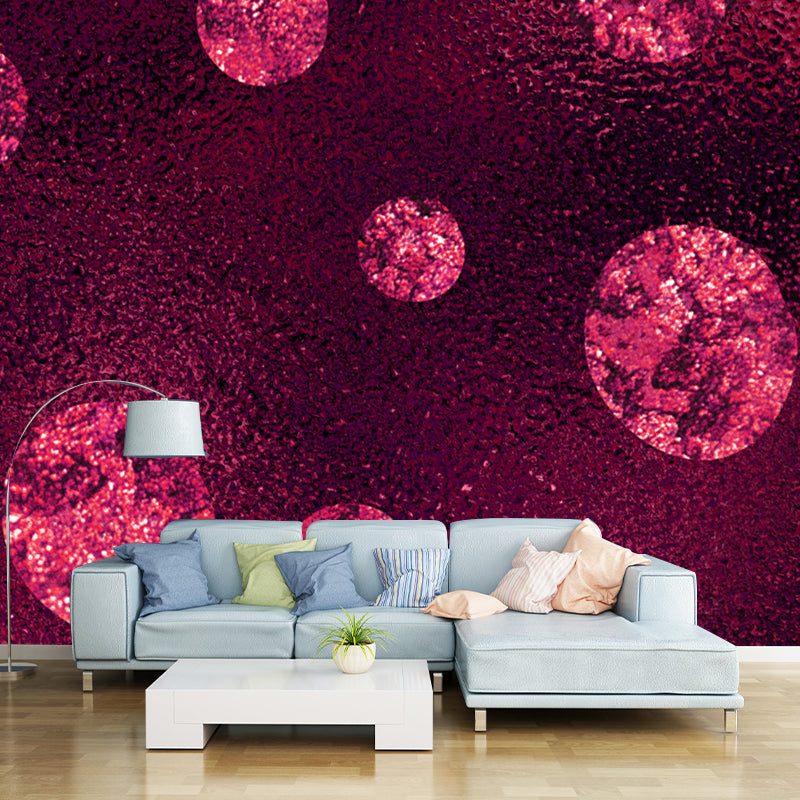 Glitter Waterproof Mural Wallpaper Modern Faux Sequins Wall Covering in Rose Pink Clearhalo 'Wall Decor' 'Wall Mural' 1506009