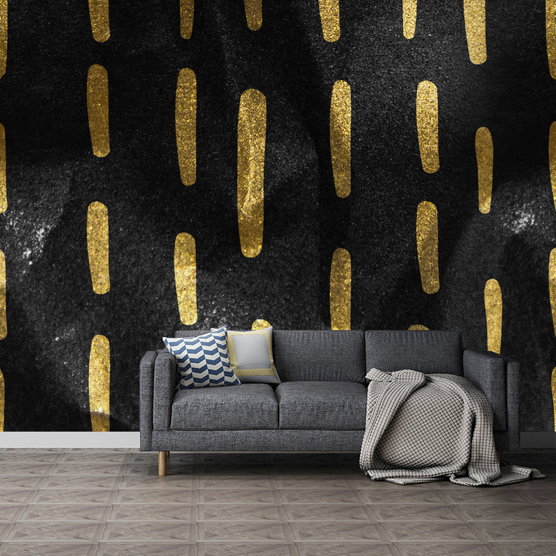 Full-Size Stripes Wall Mural Modern Trendy Foil Wall Art in Dark Color for Living Room Gold Clearhalo 'Wall Decor' 'Wall Mural' 1506013