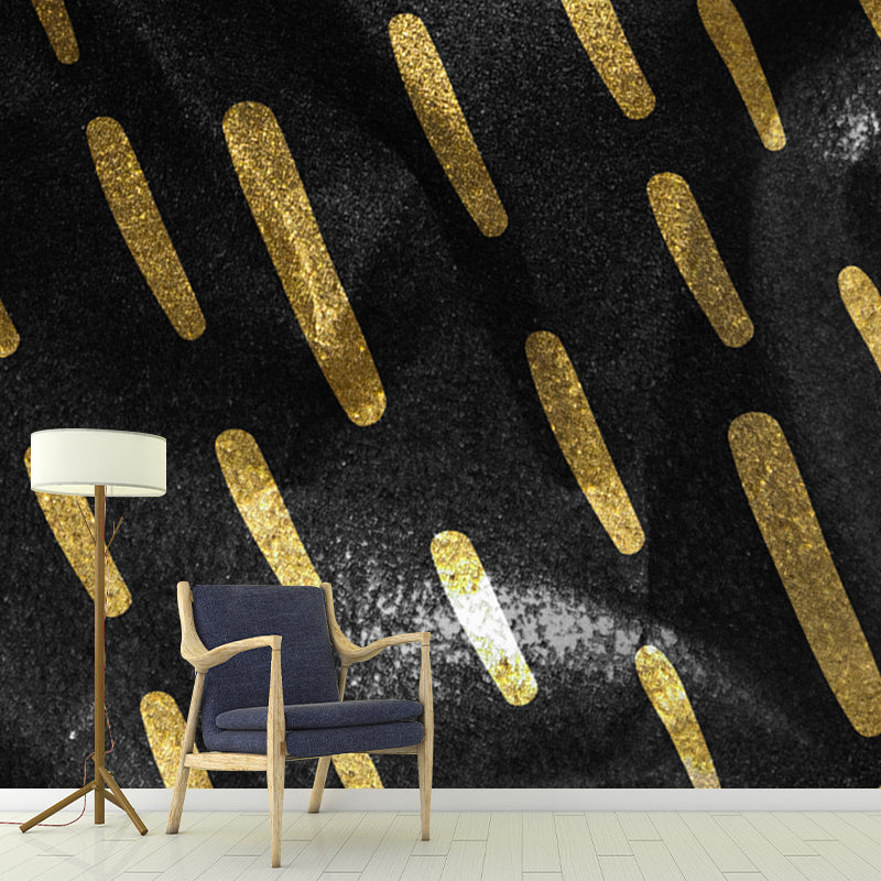 Full-Size Stripes Wall Mural Modern Trendy Foil Wall Art in Dark Color for Living Room Clearhalo 'Wall Decor' 'Wall Mural' 1506015