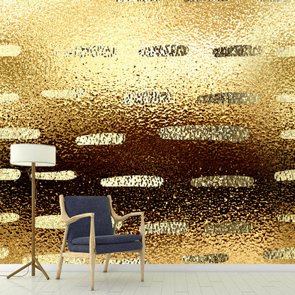 Striped Foil Wallpaper Mural Gold Modernist Wall Decor for Bedroom, Custom Printed Gold Clearhalo 'Wall Decor' 'Wall Mural' 1506023