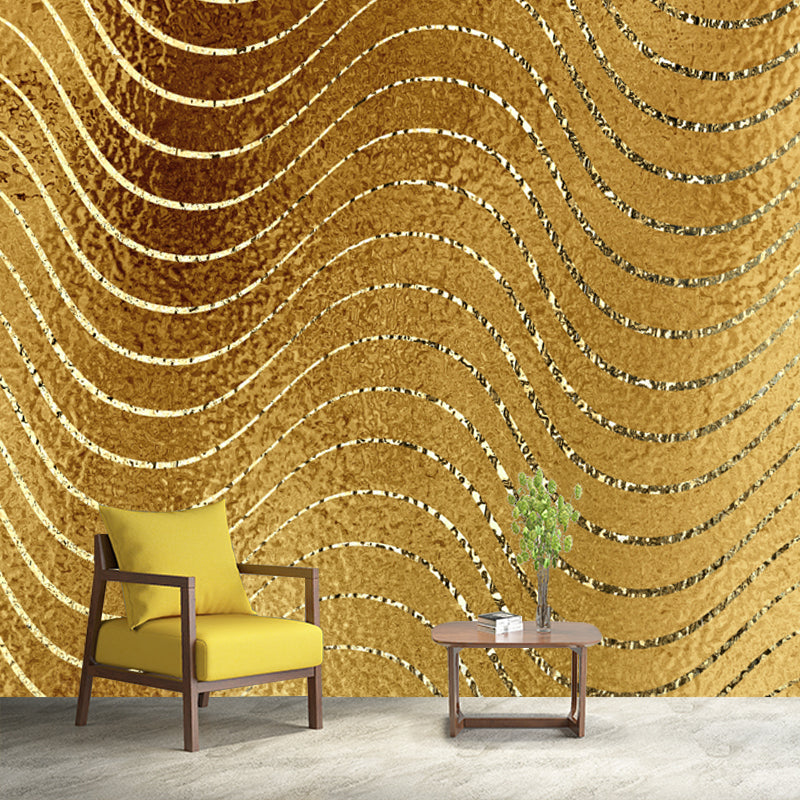 Large Modern Art Mural Dark Color Wavy Lines Foil Wall Covering, Made to Measure Clearhalo 'Wall Decor' 'Wall Mural' 1506034