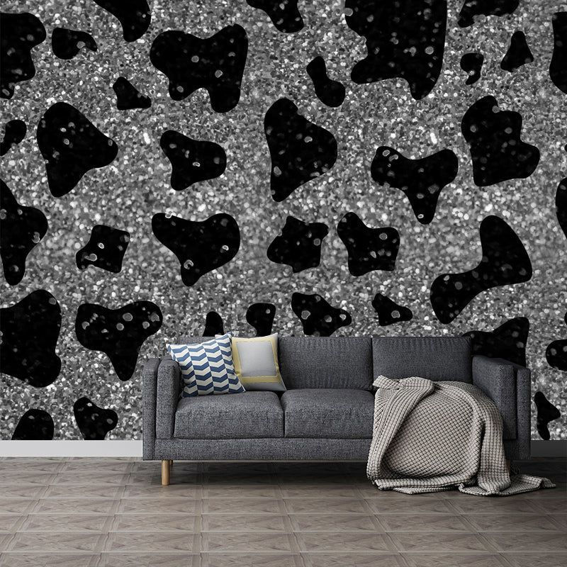 Bright Color Foil Wallpaper Mural Lace Pattern Modern Waterproof Wall Art for Bedroom Grey Clearhalo 'Wall Decor' 'Wall Mural' 1506088