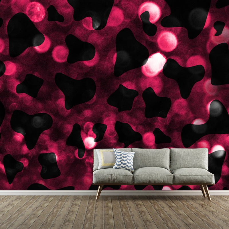 Bright Color Foil Wallpaper Mural Lace Pattern Modern Waterproof Wall Art for Bedroom Pink Clearhalo 'Wall Decor' 'Wall Mural' 1506098