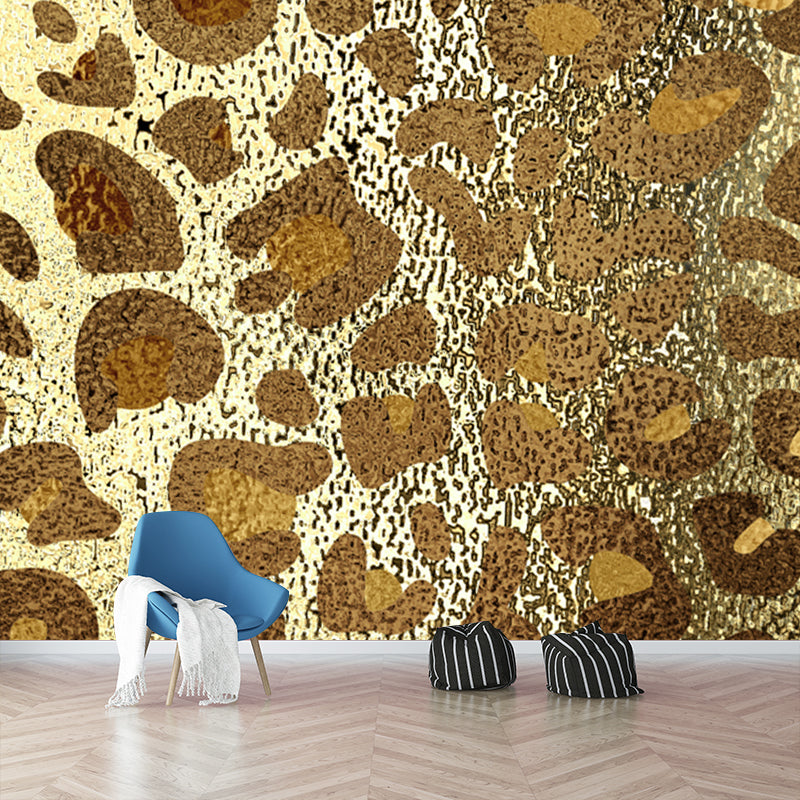 Trendy Leopard Print Foil Mural Bright Color Moisture Resistant Wall Decor for Living Room Clearhalo 'Wall Decor' 'Wall Mural' 1506105