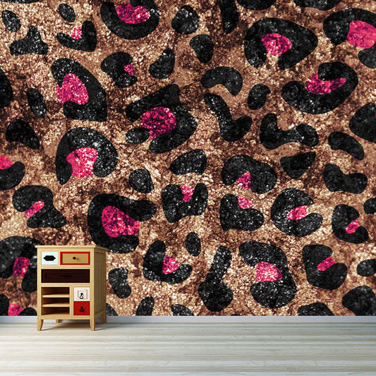Trendy Leopard Print Foil Mural Bright Color Moisture Resistant Wall Decor for Living Room Clearhalo 'Wall Decor' 'Wall Mural' 1506109