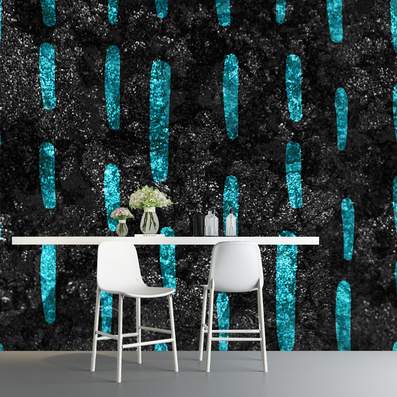 Dark Color Modern Mural Decal Big Stripes Foil Wall Art for Living Room, Custom Size Black Clearhalo 'Wall Decor' 'Wall Mural' 1506123