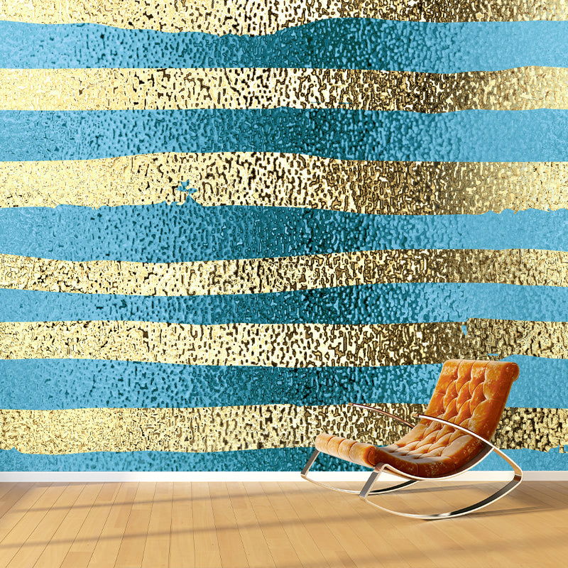 Brushstroke Print Foil Wall Mural Bright Color Contemporary Wall Decor for Bedroom Blue Clearhalo 'Wall Decor' 'Wall Mural' 1506128