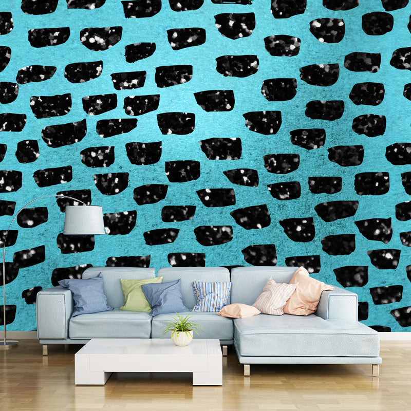 Realistic Web Print Foil Mural Wallpaper for Room Geometric Wall Covering, Custom Made Blue Clearhalo 'Wall Decor' 'Wall Mural' 1506143