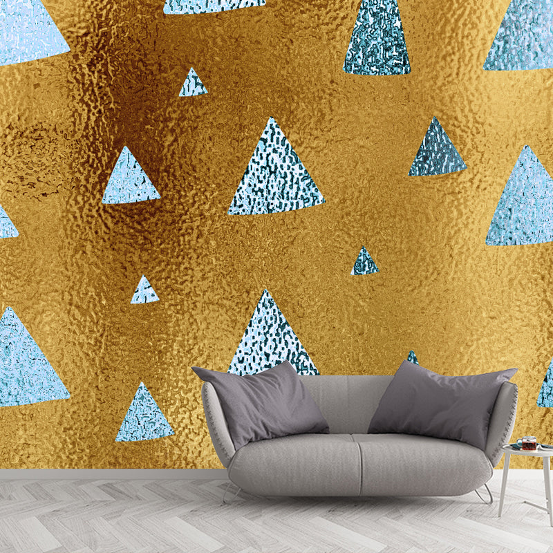 Modern Triangle Print Wallpaper Mural Dark Color Foil Wall Art for Hallway, Size Optional Gold Clearhalo 'Wall Decor' 'Wall Mural' 1506148