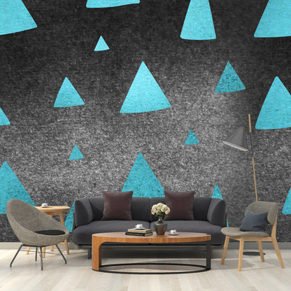 Modern Triangle Print Wallpaper Mural Dark Color Foil Wall Art for Hallway, Size Optional Black Clearhalo 'Wall Decor' 'Wall Mural' 1506153