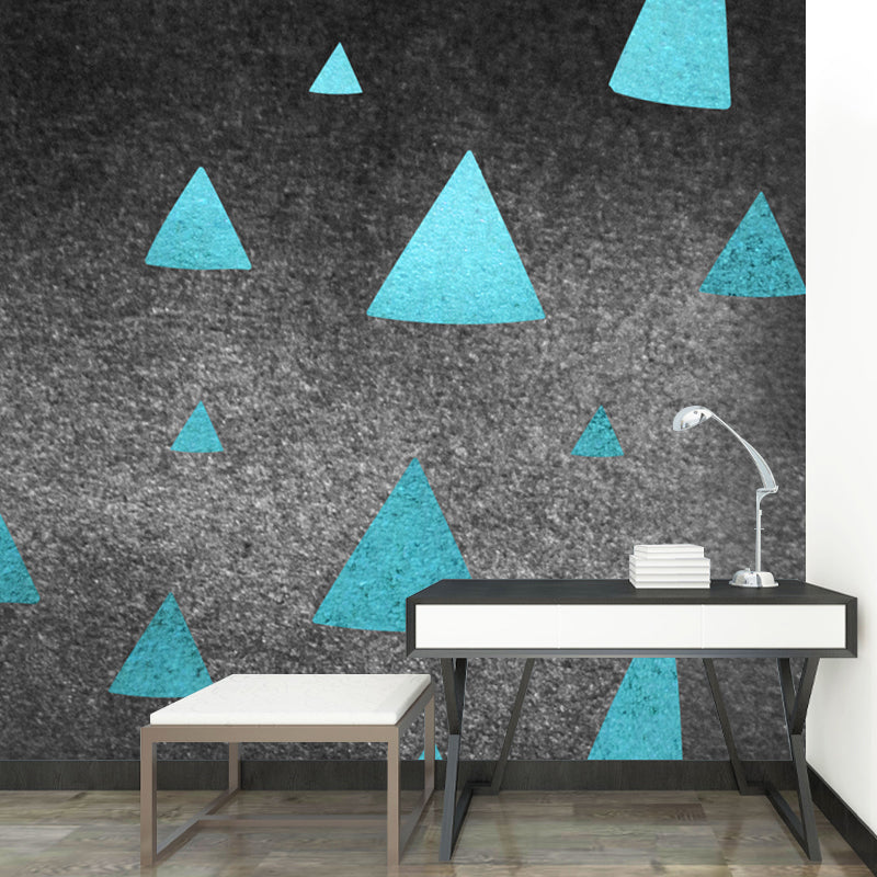 Modern Triangle Print Wallpaper Mural Dark Color Foil Wall Art for Hallway, Size Optional Clearhalo 'Wall Decor' 'Wall Mural' 1506154