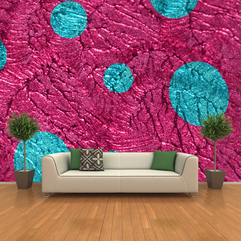 Dotted Foil Wall Covering Mural Bright Color Modern Style Wall Decoration for Home Pink Clearhalo 'Wall Decor' 'Wall Mural' 1506163