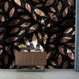 Whole Leaf Print Foil Mural Moisture Resistant Modernist Living Room Wall Decoration Clearhalo 'Wall Decor' 'Wall Mural' 1506174