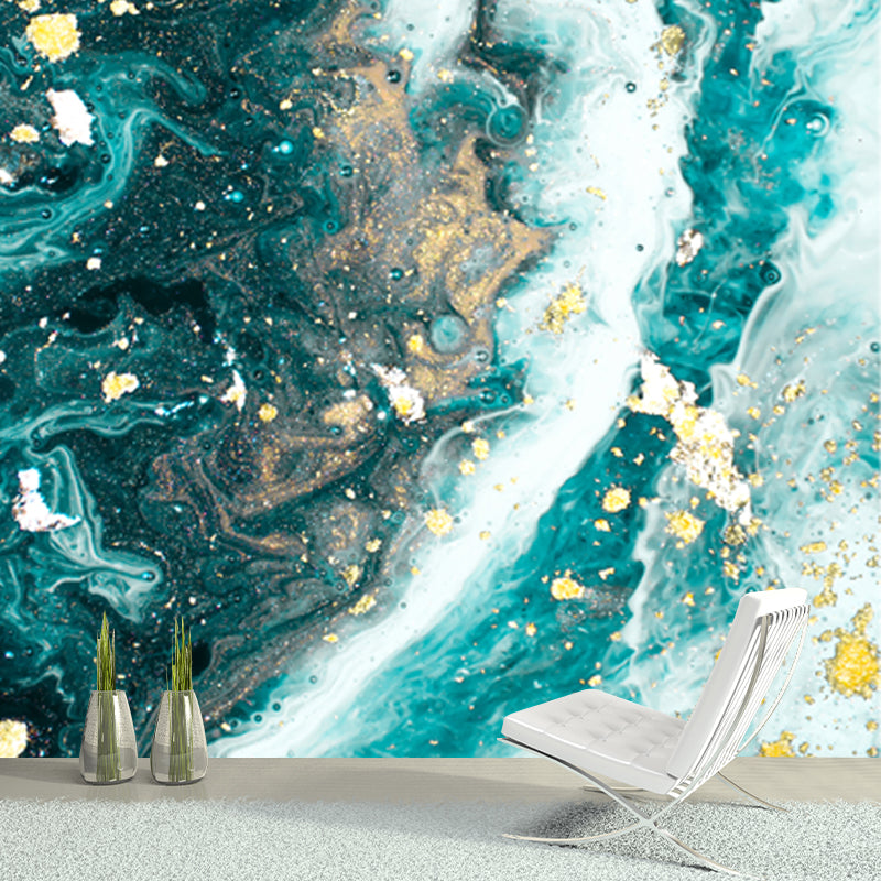 Tropics Ocean Tides Wallpaper Mural Blue Stain Resistant Wall Decoration for Home Clearhalo 'Wall Decor' 'Wall Mural' 1506180