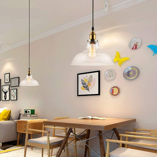 Barn Dinning Room Hanging Light Farmhouse Clear Glass 1 Light Brass Pendant Lighting Clear Clearhalo 'Ceiling Lights' 'Glass shade' 'Glass' 'Industrial Pendants' 'Industrial' 'Island Lights' 'Middle Century Pendants' 'Pendant Lights' 'Pendants' 'Tiffany' Lighting' 150619