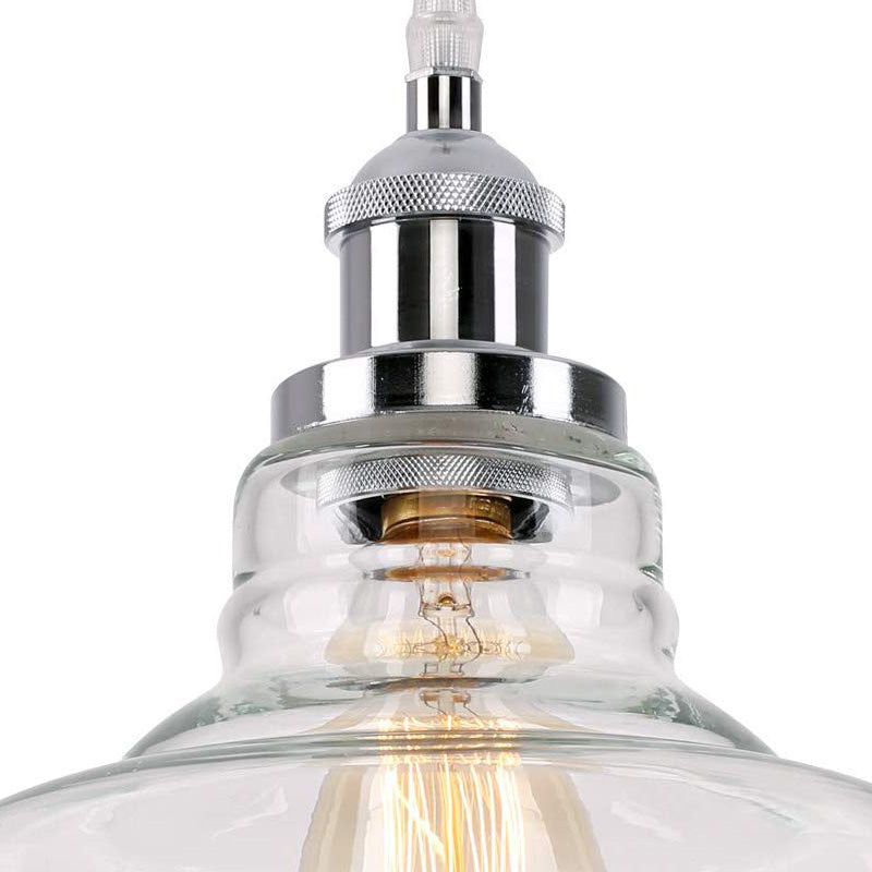 1 Light Barn Ceiling Pendant Light Vintage Chrome Clear Glass Hanging Lamp for Kitchen Clearhalo 'Ceiling Lights' 'Glass shade' 'Glass' 'Industrial Pendants' 'Industrial' 'Island Lights' 'Middle Century Pendants' 'Pendant Lights' 'Pendants' 'Tiffany' Lighting' 150640