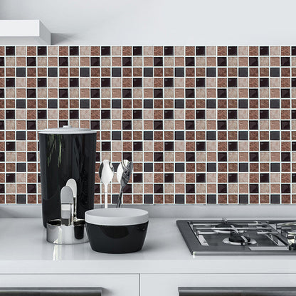 Mosaic Tiles Wallpaper Panel Set 10 Pieces Self-Stick Modern Kitchen Wall Covering, 9.7-sq ft Grey Clearhalo 'Wall Decor' 'Wallpaper' 1507397
