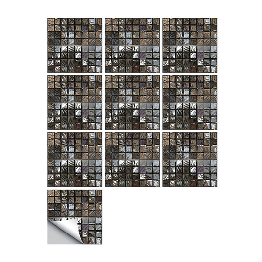 Ripple Look Mosaic Tile Wallpapers Modern Style PVC Peel and Paste Wall Art in Black, 10 Pcs Clearhalo 'Wall Decor' 'Wallpaper' 1507405