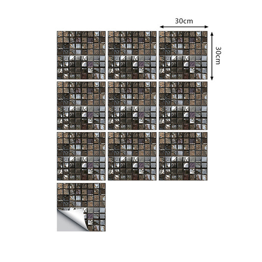 Ripple Look Mosaic Tile Wallpapers Modern Style PVC Peel and Paste Wall Art in Black, 10 Pcs Clearhalo 'Wall Decor' 'Wallpaper' 1507406