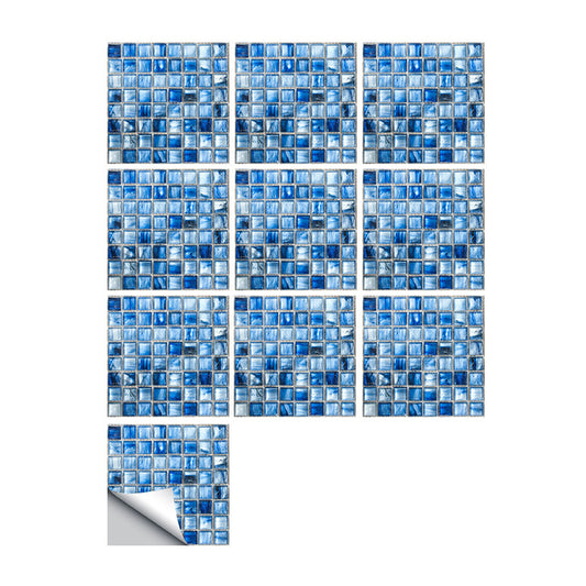 Gradient Blue Mosaics Wallpaper Panels 10 Pcs Tiles Modern Self Sticking Wall Decor for Home Clearhalo 'Wall Decor' 'Wallpaper' 1507410