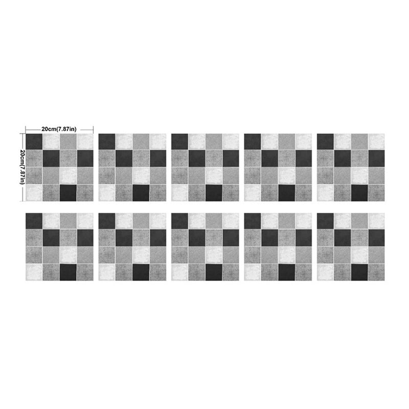 Grey Mosaic Tile Wallpaper Panel Adhesive Modern Kitchen Peel off Wall Covering, 10 Pcs Clearhalo 'Wall Decor' 'Wallpaper' 1507415