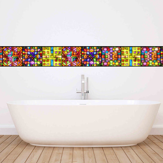 Mosaics Maze Wallpaper Panel Set 10 Pieces Yellow PVC Wall Art, Peel and Stick, 4.3-sq ft Clearhalo 'Wall Decor' 'Wallpaper' 1507418