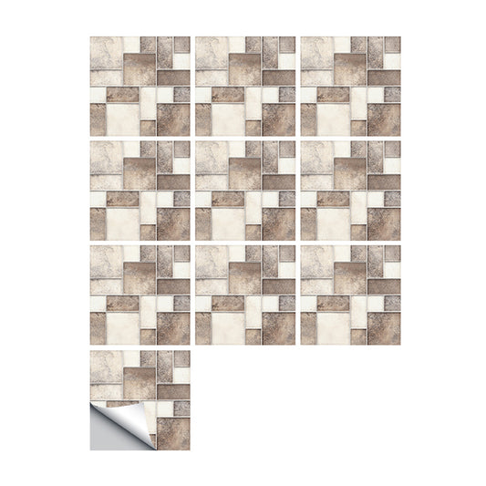 10 Pcs Brick Adhesive Wallpaper Panels Rural Neat Mosaic Tiles Wall Covering in Brown, 9.7-sq ft Clearhalo 'Country wall decor' 'Rustic' 'Wallpaper' Wall Decor' 1507485