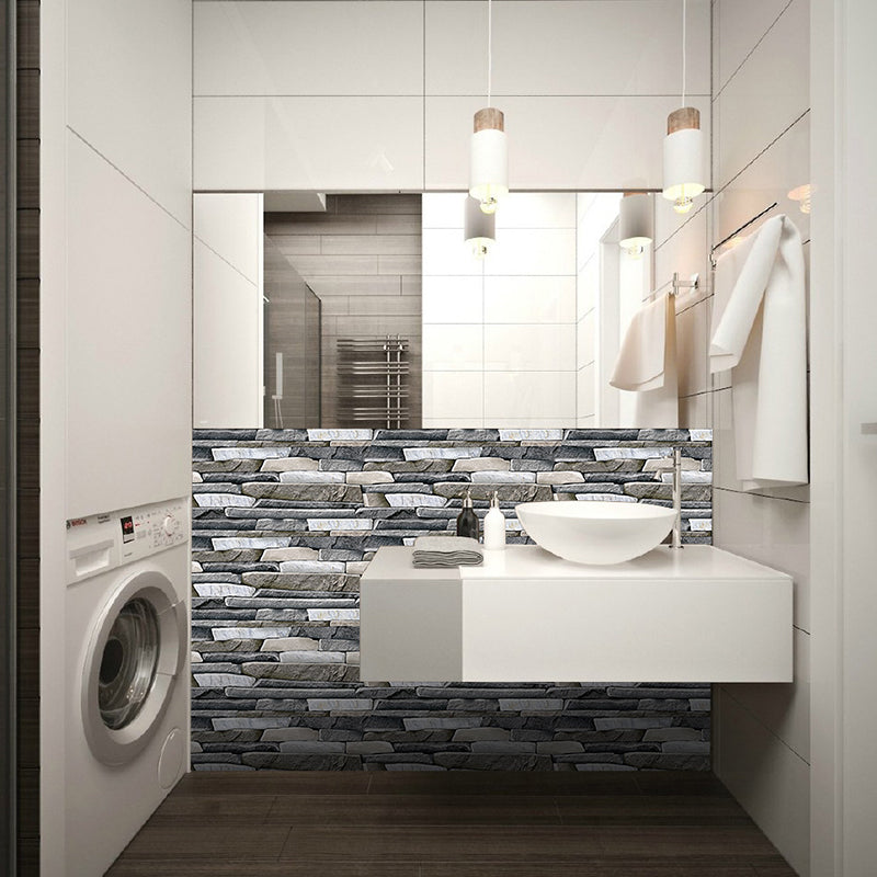 12 Pcs Brick Effect Wallpaper Panels Self Sticking Industrial Kitchen Wall Art, 8' x 4" Clearhalo 'Industrial wall decor' 'Industrial' 'Wallpaper' Wall Decor' 1507489