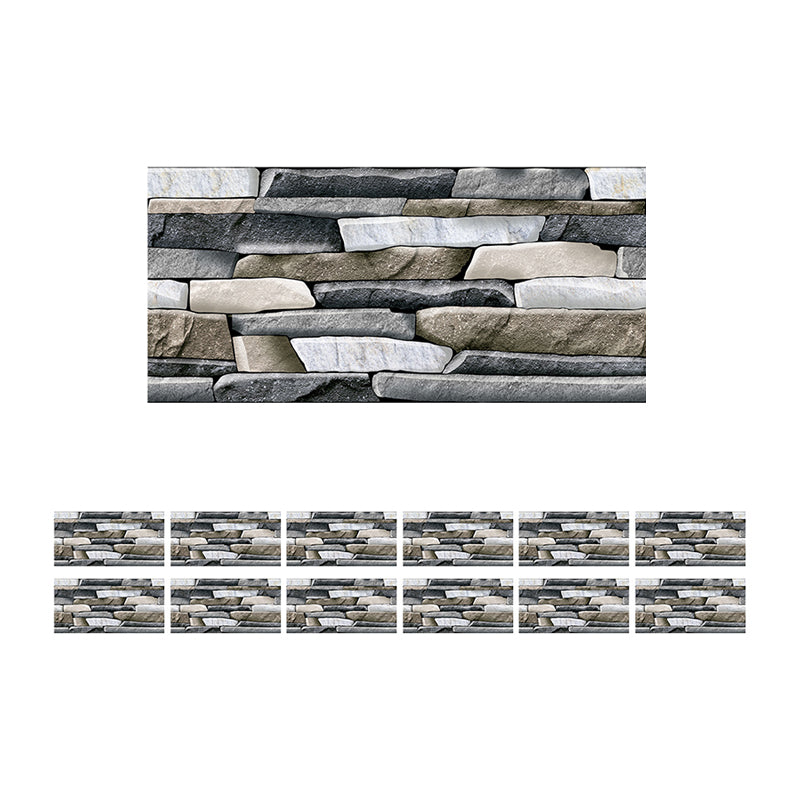 12 Pcs Brick Effect Wallpaper Panels Self Sticking Industrial Kitchen Wall Art, 8' x 4" Clearhalo 'Industrial wall decor' 'Industrial' 'Wallpaper' Wall Decor' 1507490