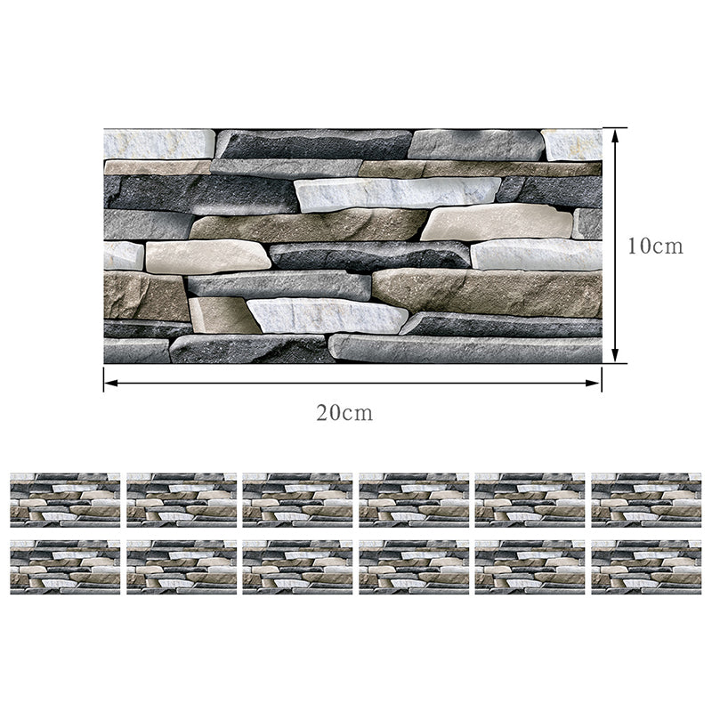 12 Pcs Brick Effect Wallpaper Panels Self Sticking Industrial Kitchen Wall Art, 8' x 4" Clearhalo 'Industrial wall decor' 'Industrial' 'Wallpaper' Wall Decor' 1507491