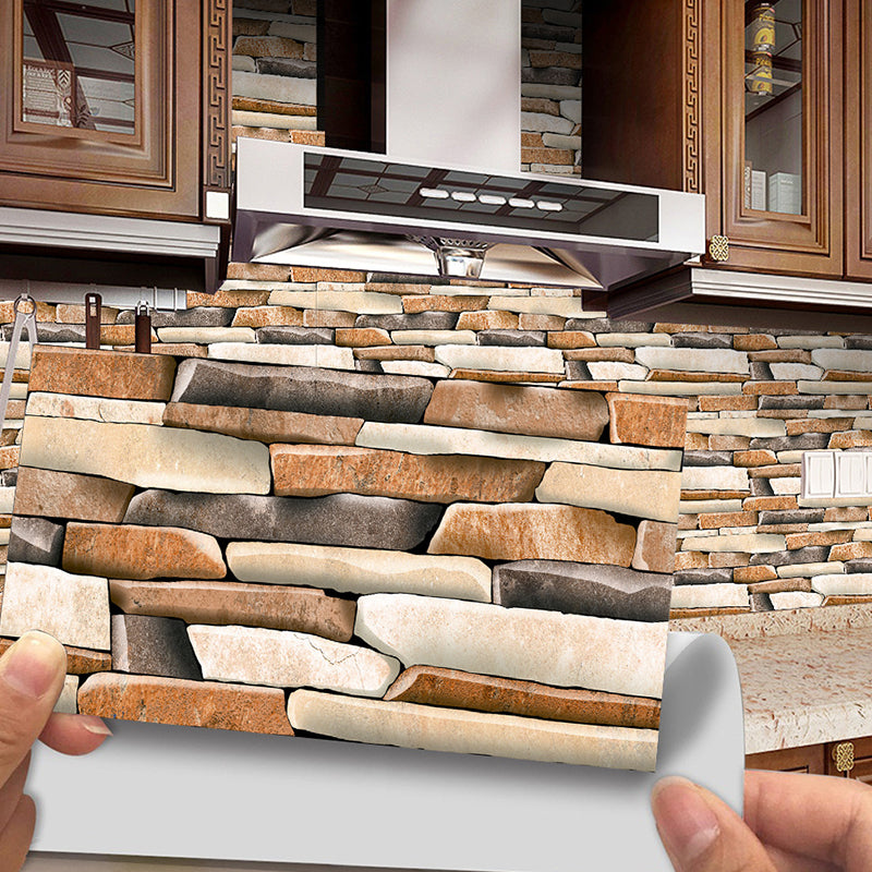 12 Pcs Brick Effect Wallpaper Panels Self Sticking Industrial Kitchen Wall Art, 8' x 4" Clearhalo 'Industrial wall decor' 'Industrial' 'Wallpaper' Wall Decor' 1507494