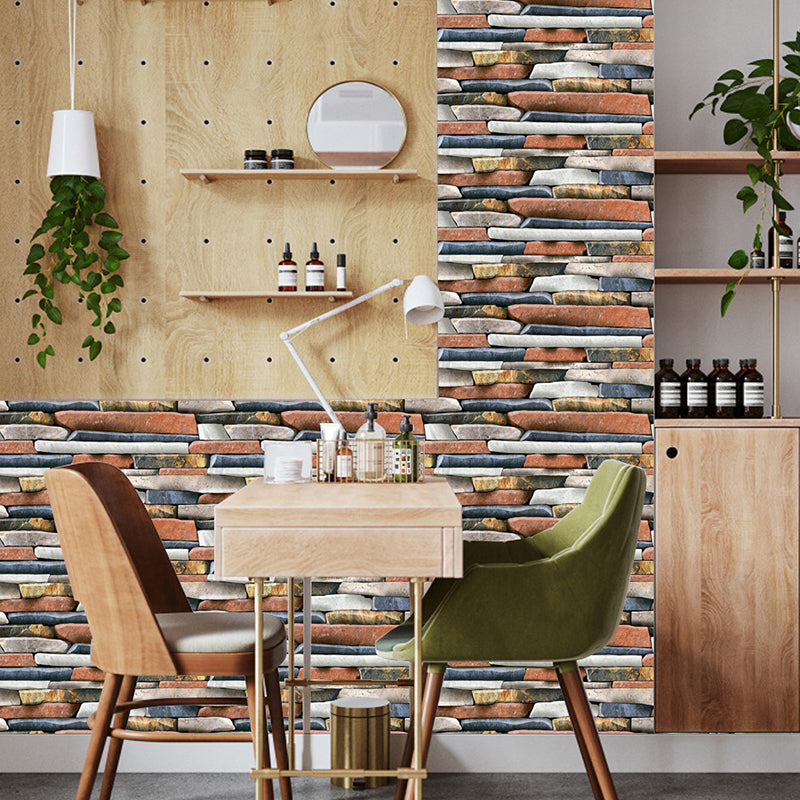 12 Pcs Brick Effect Wallpaper Panels Self Sticking Industrial Kitchen Wall Art, 8' x 4" Clearhalo 'Industrial wall decor' 'Industrial' 'Wallpaper' Wall Decor' 1507498