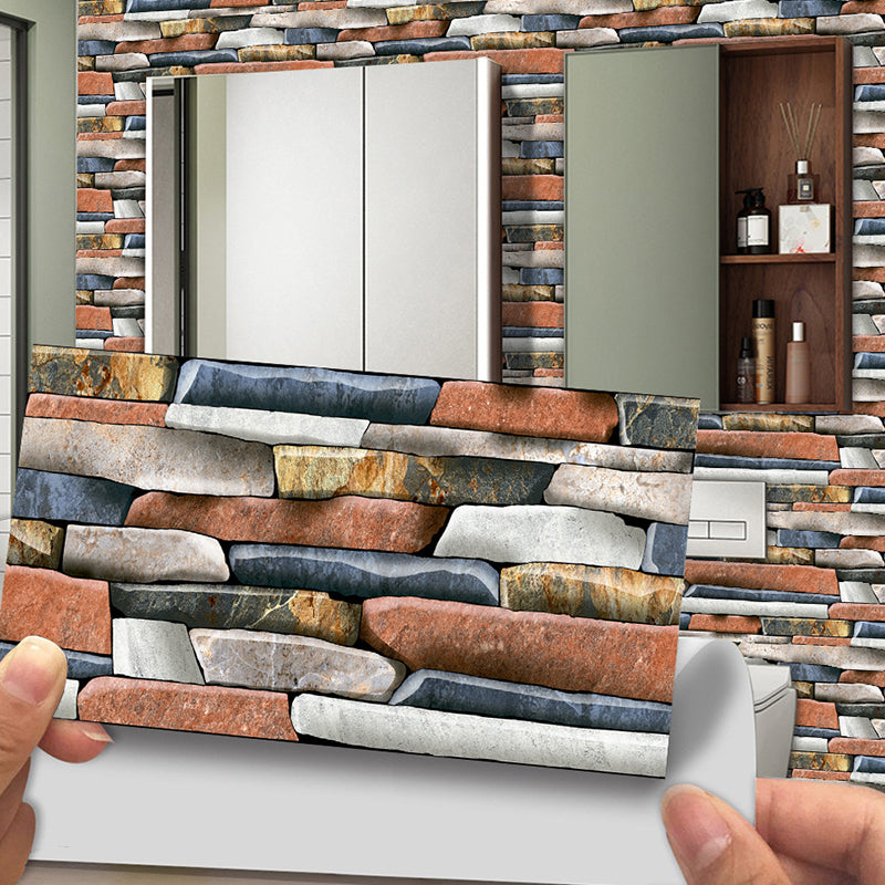 12 Pcs Brick Effect Wallpaper Panels Self Sticking Industrial Kitchen Wall Art, 8' x 4" Clearhalo 'Industrial wall decor' 'Industrial' 'Wallpaper' Wall Decor' 1507499