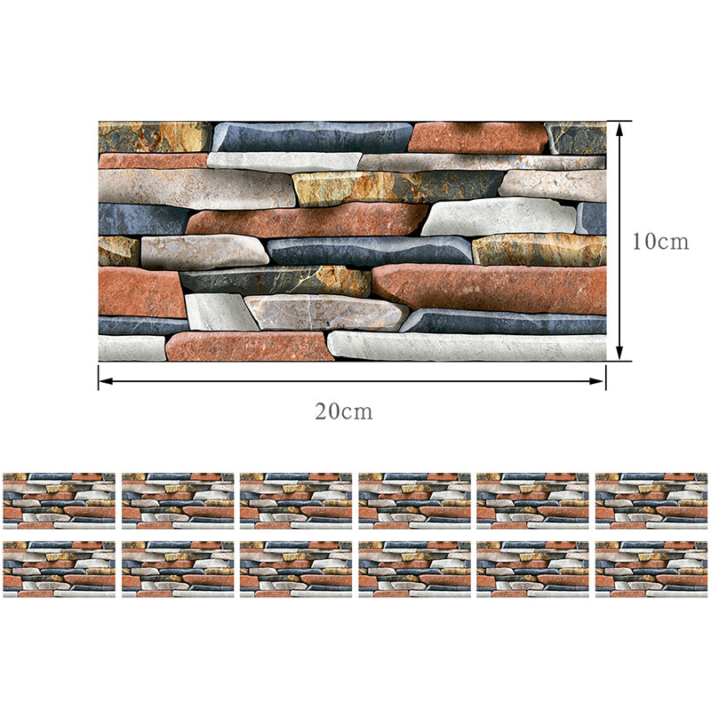 12 Pcs Brick Effect Wallpaper Panels Self Sticking Industrial Kitchen Wall Art, 8' x 4" Clearhalo 'Industrial wall decor' 'Industrial' 'Wallpaper' Wall Decor' 1507501