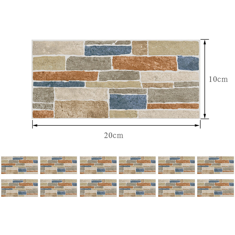 Blue-Brown Brick Look Wallpaper Panels 12 Pieces Peel and Stick Wall Art for Washroom Clearhalo 'Industrial wall decor' 'Industrial' 'Wallpaper' Wall Decor' 1507521