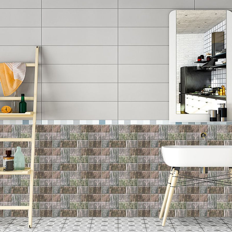 Self-Adhesive Brick Wallpapers 12 Pcs Industrial PVC Wall Decoration, 8' L x 4" W Grey Clearhalo 'Industrial wall decor' 'Industrial' 'Wallpaper' Wall Decor' 1507522