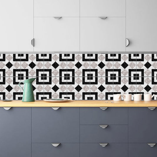 Grey-Black Modern Peel Wallpaper Panels 10 Pcs Symmetric Marble Wall Art for Home Grey Clearhalo 'Modern wall decor' 'Modern' 'Wallpaper' Wall Decor' 1507556