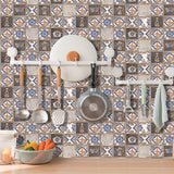 Antique Cookware Print Peel Wallpapers Distressed Grey Geometric Wall Art, 12 Pieces Grey Clearhalo 'Vintage wall decor' 'Vintage' 'Wallpaper' Wall Decor' 1507633