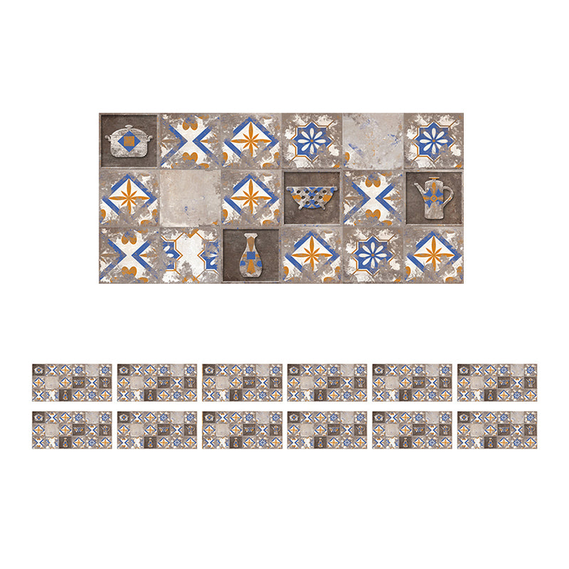 Antique Cookware Print Peel Wallpapers Distressed Grey Geometric Wall Art, 12 Pieces Clearhalo 'Vintage wall decor' 'Vintage' 'Wallpaper' Wall Decor' 1507636