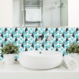 Hand Script Self Adhesive Wallpapers Rustic Cool Bird and Flower Wall Decor in Blue, 9.7-sq ft (10 Pcs) Clearhalo 'Country wall decor' 'Rustic' 'Wallpaper' Wall Decor' 1507684