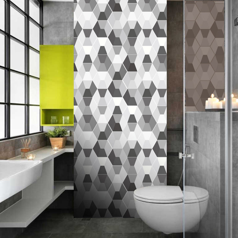Grey 3D Geometric Wallpaper Panel Set 10 Pcs Self Sticking Wall Covering for Bathroom Grey Clearhalo 'Modern wall decor' 'Modern' 'Wallpaper' Wall Decor' 1507715