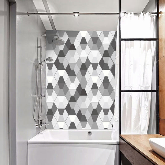 Grey 3D Geometric Wallpaper Panel Set 10 Pcs Self Sticking Wall Covering for Bathroom Clearhalo 'Modern wall decor' 'Modern' 'Wallpaper' Wall Decor' 1507716