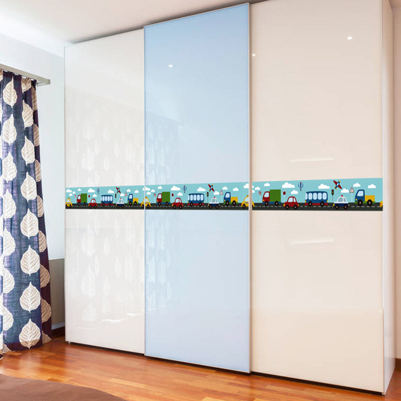 Kids Vehicles Peel Wallpaper Borders for Nursery 2 Pieces 33' L x 4" W Wall Art in Blue Blue Clearhalo 'Wall Decor' 'Wallpaper' 1507730