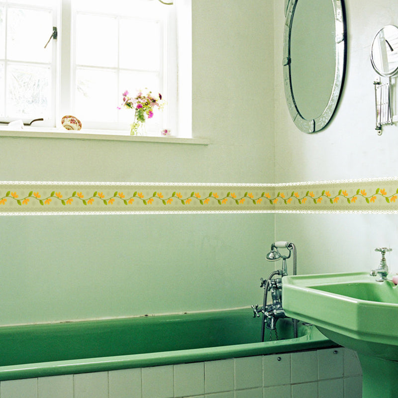 2 Pcs Flower Vine Wallpapers Peel and Stick Rustic Kitchen Wall Art, 33' L x 4" W Clearhalo 'Country wall decor' 'Rustic' 'Wallpaper' Wall Decor' 1507824