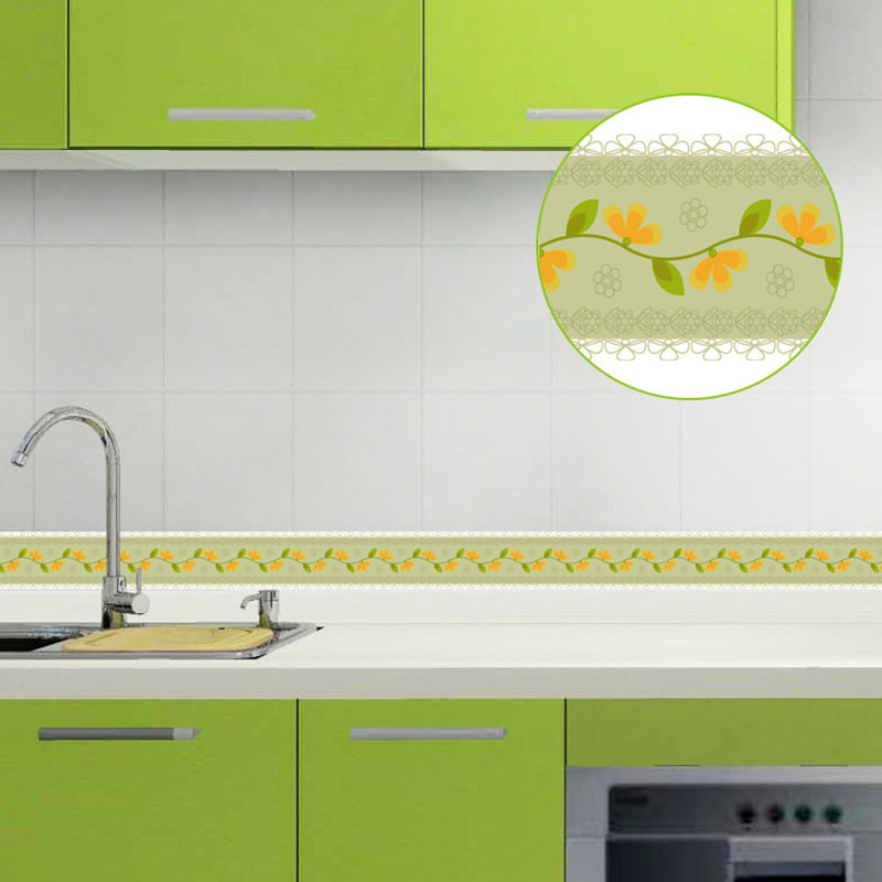 2 Pcs Flower Vine Wallpapers Peel and Stick Rustic Kitchen Wall Art, 33' L x 4" W Clearhalo 'Country wall decor' 'Rustic' 'Wallpaper' Wall Decor' 1507825