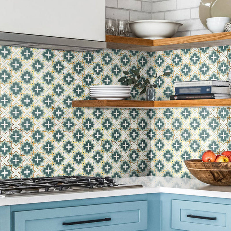 Cross Pattern Wallpaper Panels in Green PVC Wall Covering, Peel and Stick, 8' x 8" Clearhalo 'Modern wall decor' 'Modern' 'Wallpaper' Wall Decor' 1507844